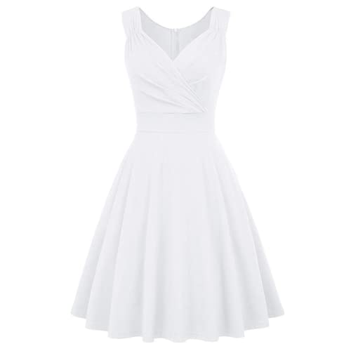 IBAKOM Damen 50/60er Vintage Retro Cocktailkleid Rockabilly Kleider Elegant Knielang Ballkleid Audrey Hepburn Kostüm...