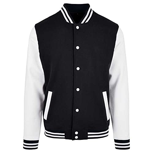 Build Your Brand Herren BB004-Basic College Jacket Jacke, Black/White, XL