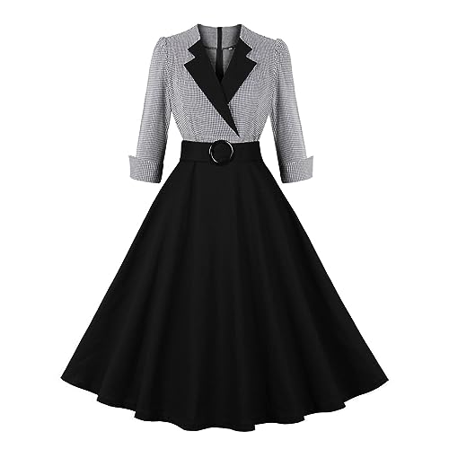 Cocktailkleid Damen Rockabilly Kleider Damen 50er Jahre Kleider Vintage Audrey Hepburn Kleider Festlich Abendkleid für...