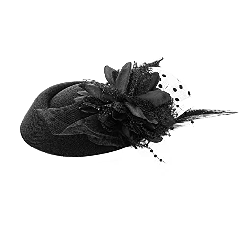 Yolev Vintage Fascinators Hut 20er 50er Blume Federkleid Kopfschmuck Fascinator Schwarz Hüte Teeparty Cocktail Schleier...