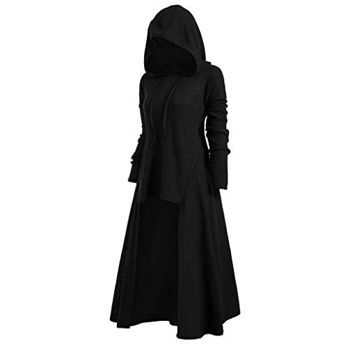 HOOUDO Gothic Kleid Damen Mittelalter Helloween Kostüme für Frauen Kleider Fashion Tops Vintage mit Kapuze hohe...