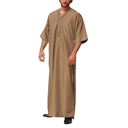 Briskorry Muslimische Kleider Herren Ethnischen Kleidung Islamischen Dubai Lose Gebetskleidung für Männer Button Down...
