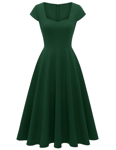 Berylove Grünes Kleid Rockabilly Damen Cocktailkleid Damen Elegant Für Hochzeit Damen Kleid Festliches Kleid Damen...