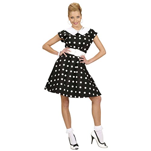 NET TOYS 50er Jahre Petticoat Kleid Rockabilly Damenkostüm schwarz-Weiss gepunktet M 38/40 Rockabella Kostüm Damen...