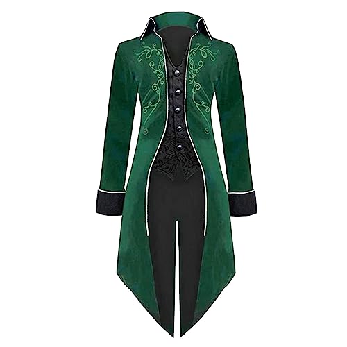 HOOUDO Damen Retro Mittelalter Kleid Frauen Vintage Slim Mittelalter Retro Halloween Punk Jacke Cosplay Kostüm Goldrand...