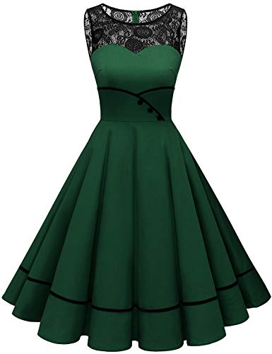 Bbonlinedress Rockabilly Kleider Damen Winterkleid Abendkleider elegant für Hochzeit Weihnachtskleid Spitzenkleid...