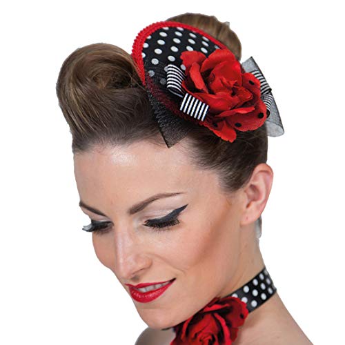 NET TOYS Bezaubernde Rockabilly Haarspange mit Minihut - Originelles Damen-Kostüm-Zubehör Rock n Roll Haarschmuck 50er...