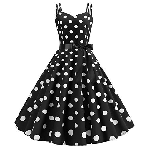 Rockabilly Kleider Damen 50er Jahre Vintage Retro 50s Petticoat Kleid Sommer Spaghettiträger Polka Dot Swing...