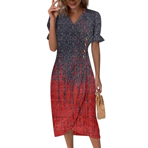 Sommerkleid Damen, Sommerkleid Damen Knielang Rock Sommer Boho Kleid Sommerkleid Festlich Damen Kleider 60Er Jahre Stil...