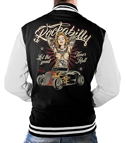 Gasoline Bandit Rockabilly Baseball College Jacke - Old School Hot Rod - Let the Good Times roll M