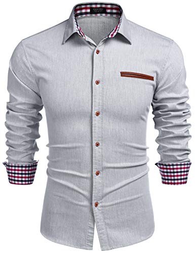 COOFANDY Hemden Langarm Herren Bügelleicht Hemden Modern Langarmhemd Business Hochzeit Freizeit Hemd Rockabilly Slim...