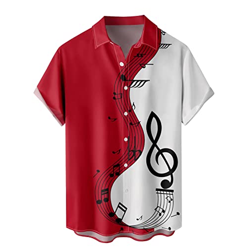 Caxndycing Herren 50er Jahre Männlich Kleidung Rockabilly Art Beiläufige Baumwollbluse Fifties Bowling-Kleid Shirts...