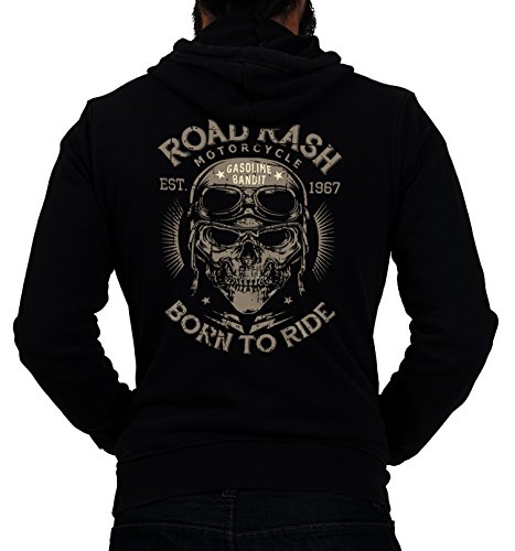 GASOLINE BANDIT Rockabilly Biker Racer Kapuzen-Jacke Zip-Hoodie für Motorradfahrer Road Rash