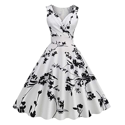 EMATOP Damen 50er Jahre Kleider Vintage Rockabilly Cocktailkleid Sexy Ärmellos Ballkleid Elegant A-Line Kleid...