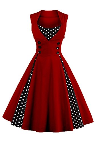 Axoe Damen 50er Jahre Cocktailkleid Rockabilly Elegantes Faltenrock Festliches Partykleider Vintage Kleid Audrey Hepburn...