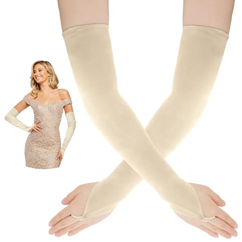 Leislam Lange Handschuhe, 20er Jahre Accessoires, 50er Jahre Mode, UV-Schutz Armlinge, Satin Handschuhe Für Halloween,...