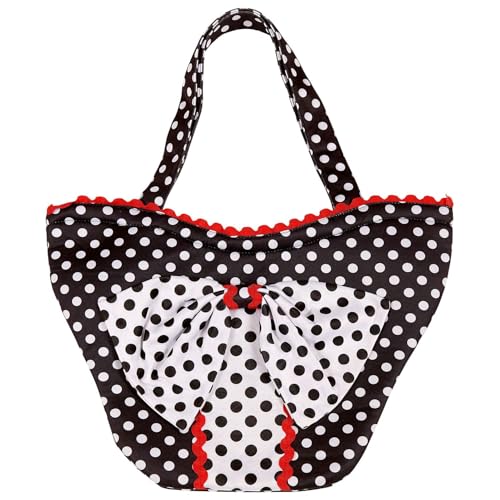 W WIDMANN MILANO Party Fashion 10679 - Handtasche 50er Jahre, Schwarz-Weiß gepunktet, Accessoire, Retro, Karneval,...