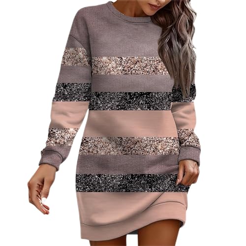 FeiBeauty Strickkleid Damen Winter Sommerkleid Damen Leicht Longbluse Damen Lässig Für Leggings Enges Kleid...