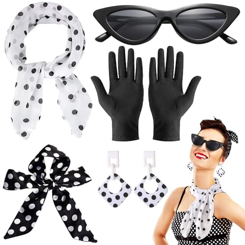 BDSHUNBF 50er Jahre Damen Accessoires, Rockabilly Accessoires 50er Jahre Damen Kleid Zubehör, 1950s Kostüm Set, mit...