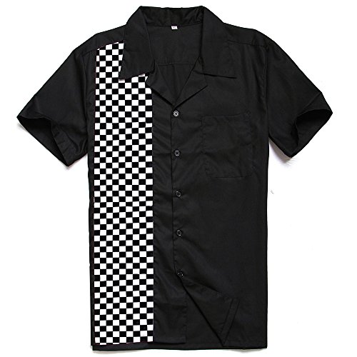 Anchor MSJ Herren 50er Jahre Männliche Kleidung Baumwolle Männer Hemden Kurzarm Vintage Bowling Casual...